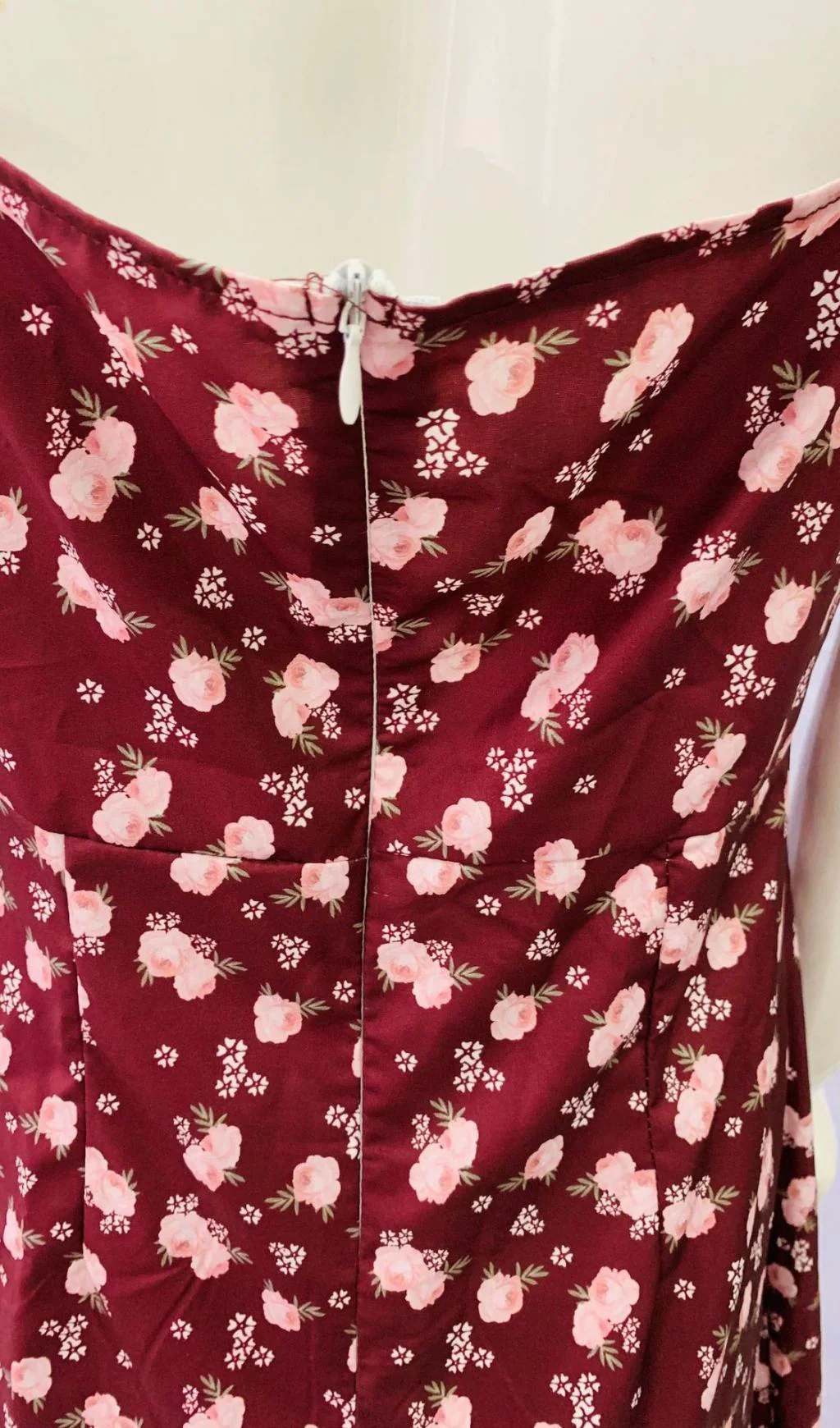 Wine Floral Bustier Midi Dress - Image 6