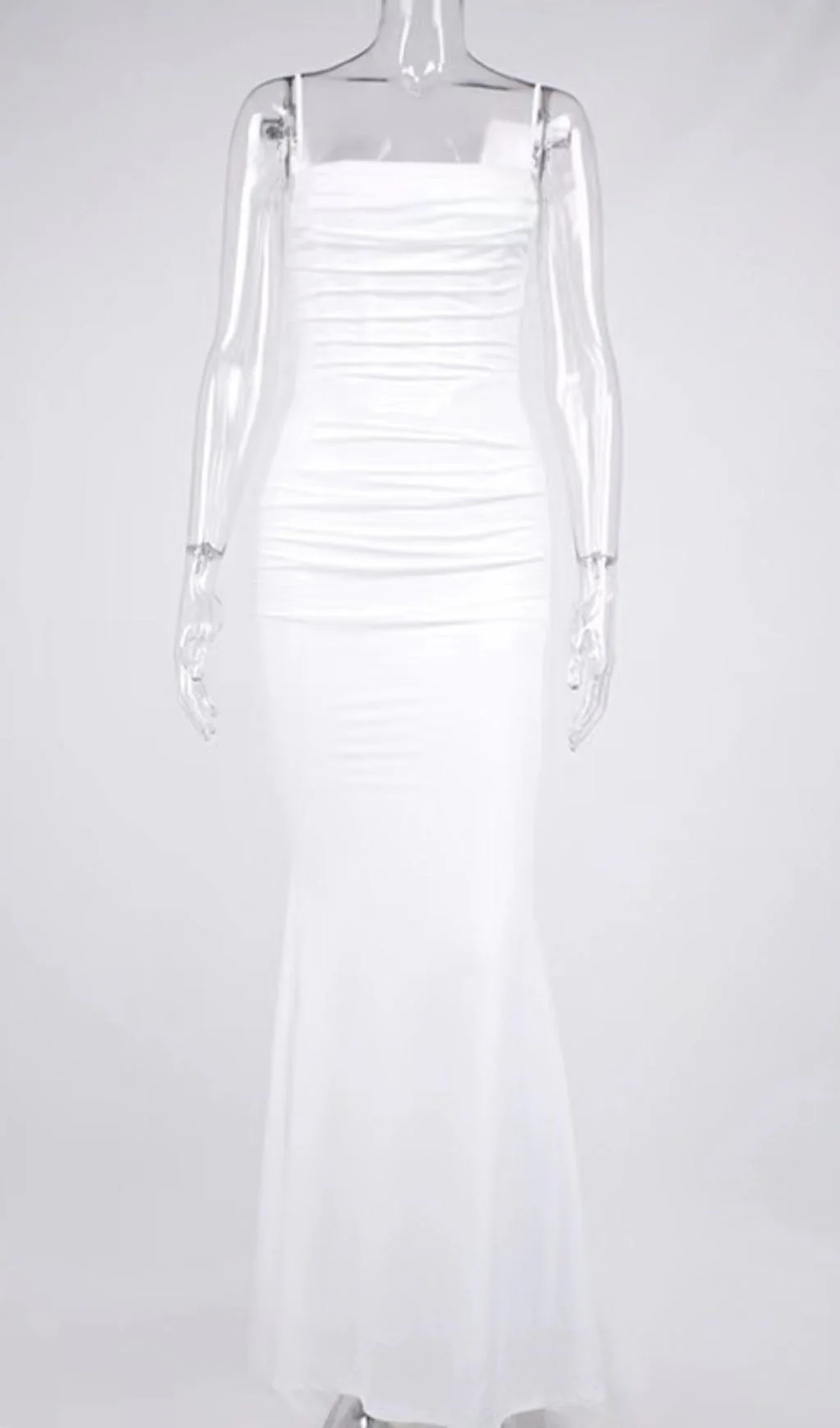 White Draped Corset Maxi Dress - Image 6