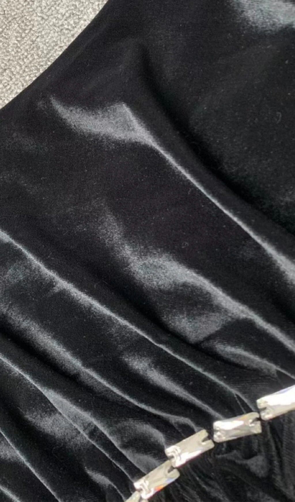 Velvet Diamond One Shoulder Split Maxi Dress in Black - Image 5