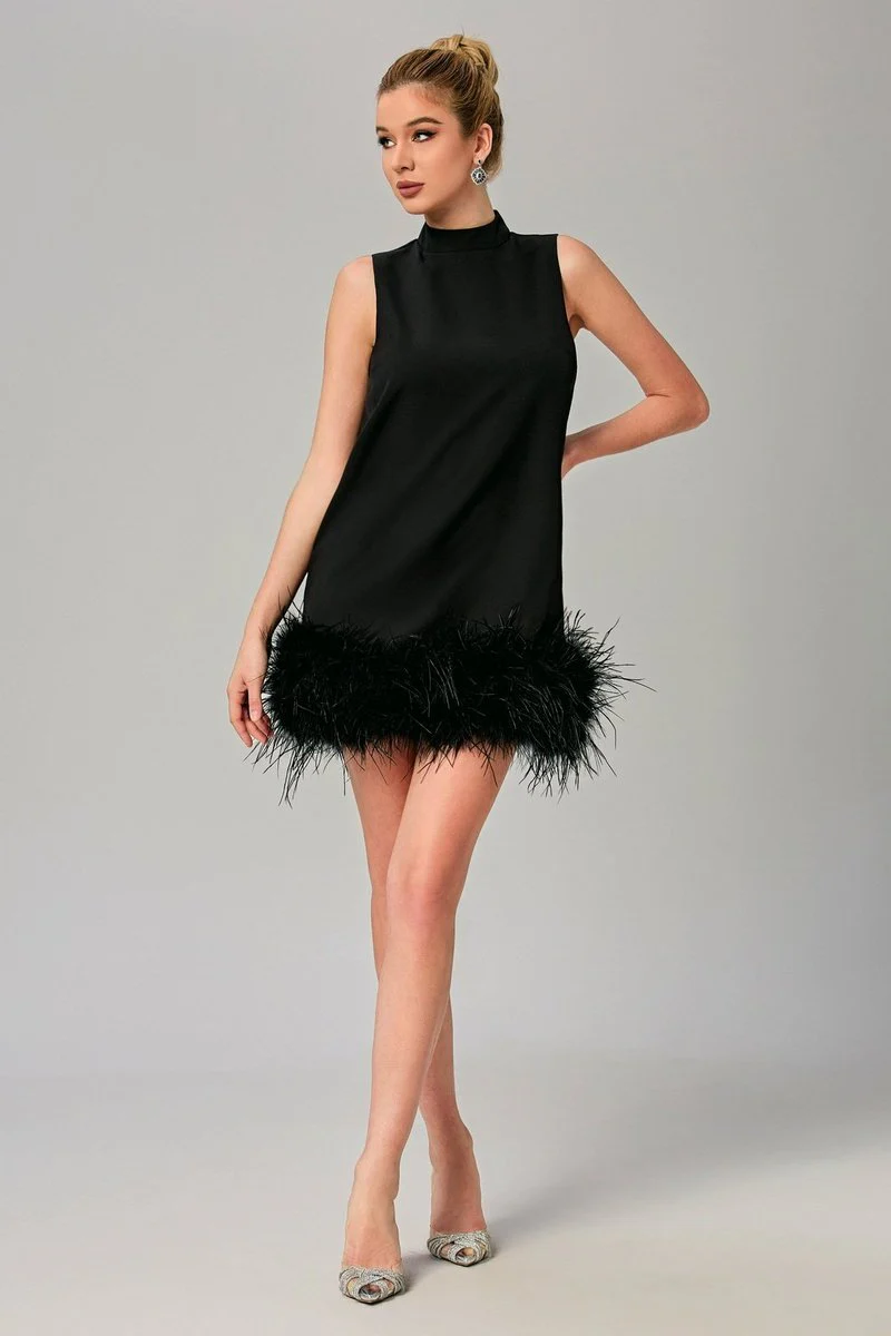 Odell Feather Mini Dress - Image 3