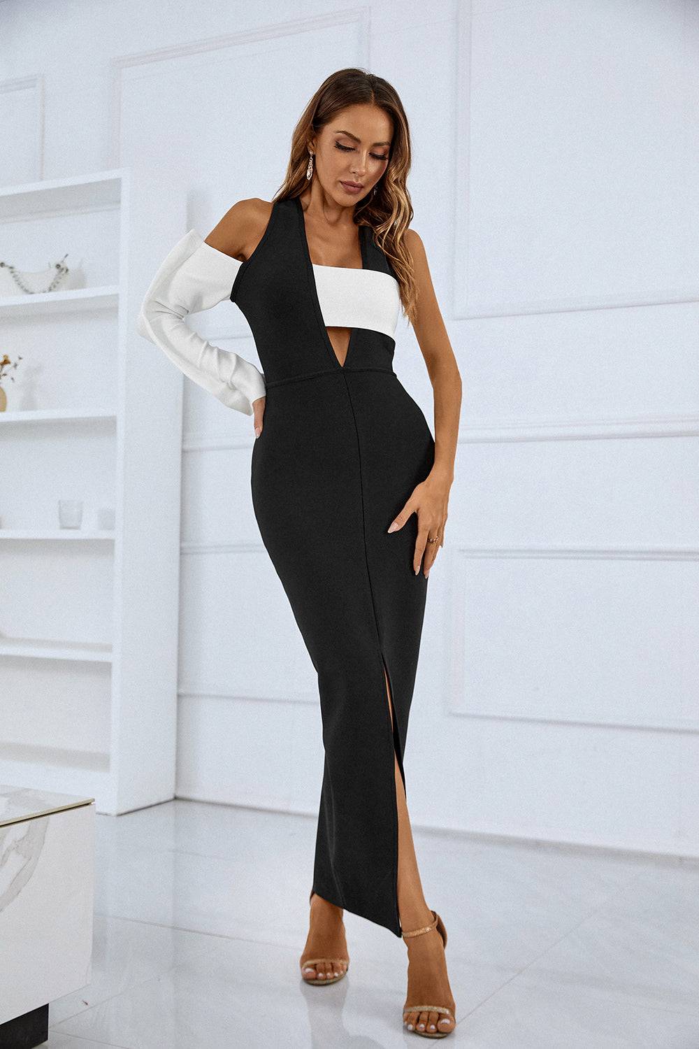 Evie One Sleeve Maxi Bandage Dress - Image 2