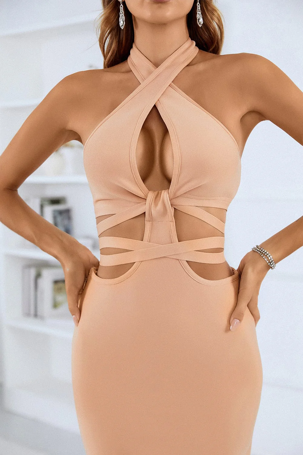 Ariela Halter Cut Out Maxi Bandage Dress - Image 5