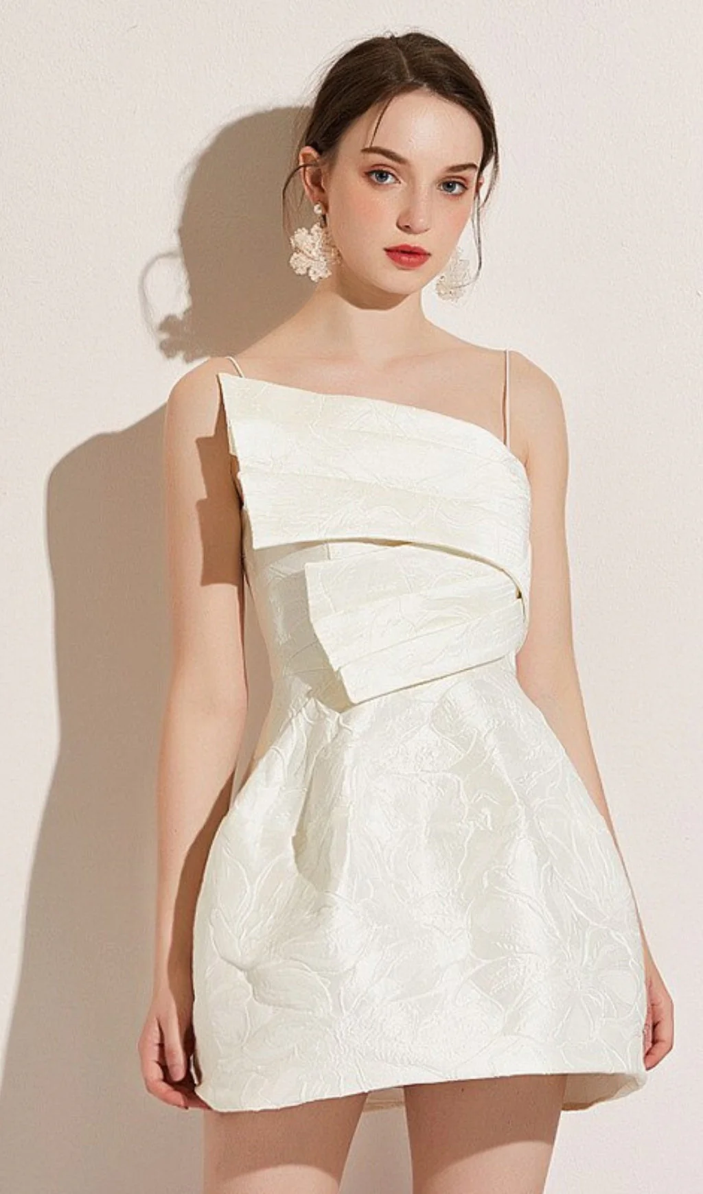Strapy Hem Mini Dress in White - Image 3