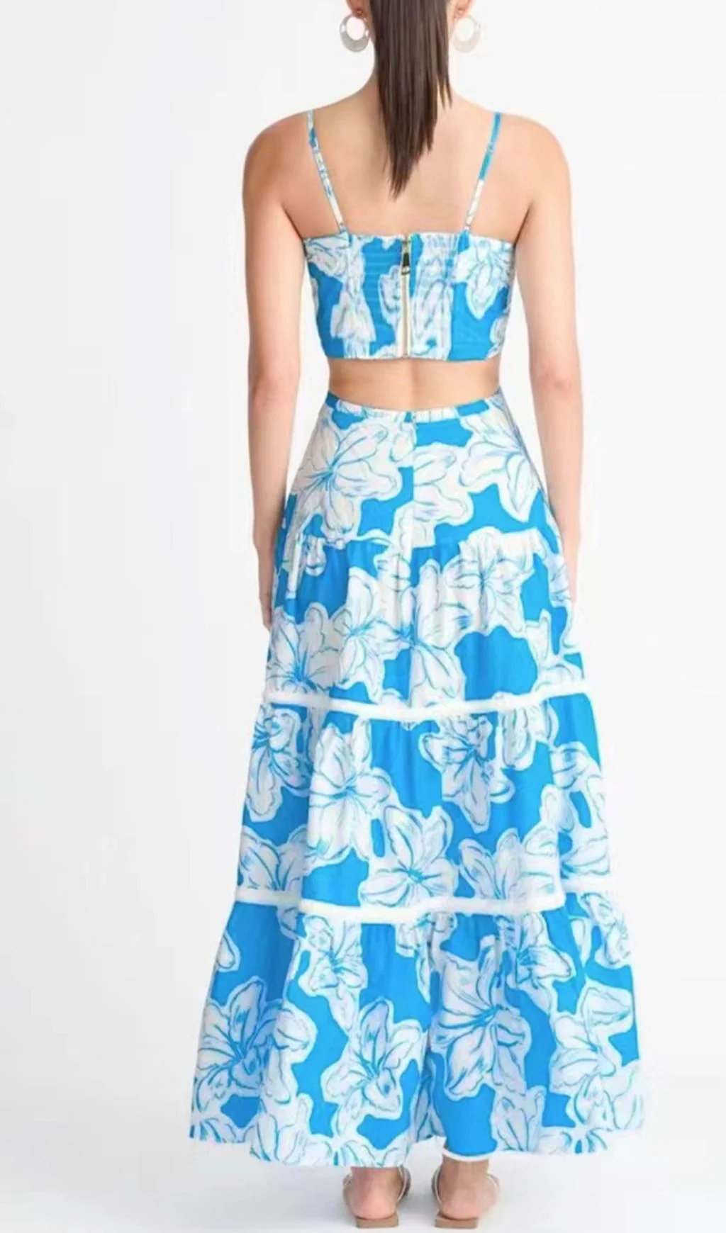 Strappy Floral FLowy Sundress in Blue - Image 2