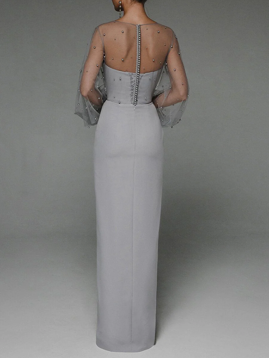 Strapless Puff Sleeves Shiny Glitter Wedding Dress - Image 5