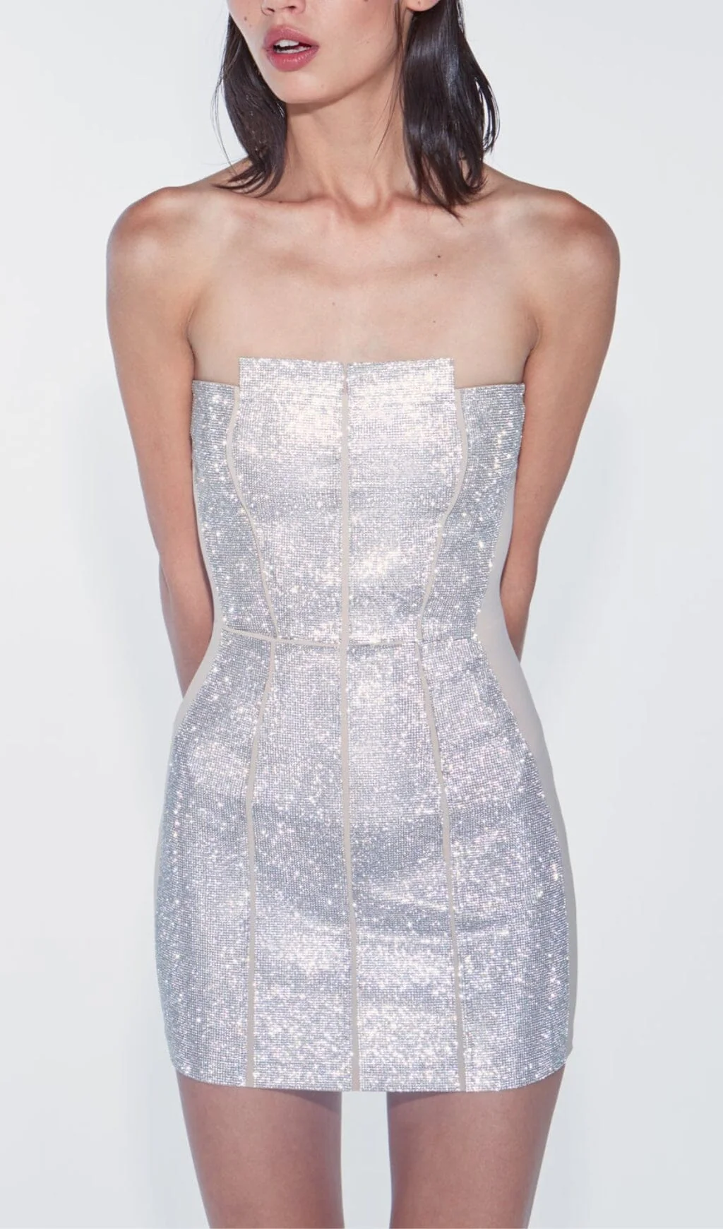 Silver Bandeau RhineStone Trimming Dress - Image 2