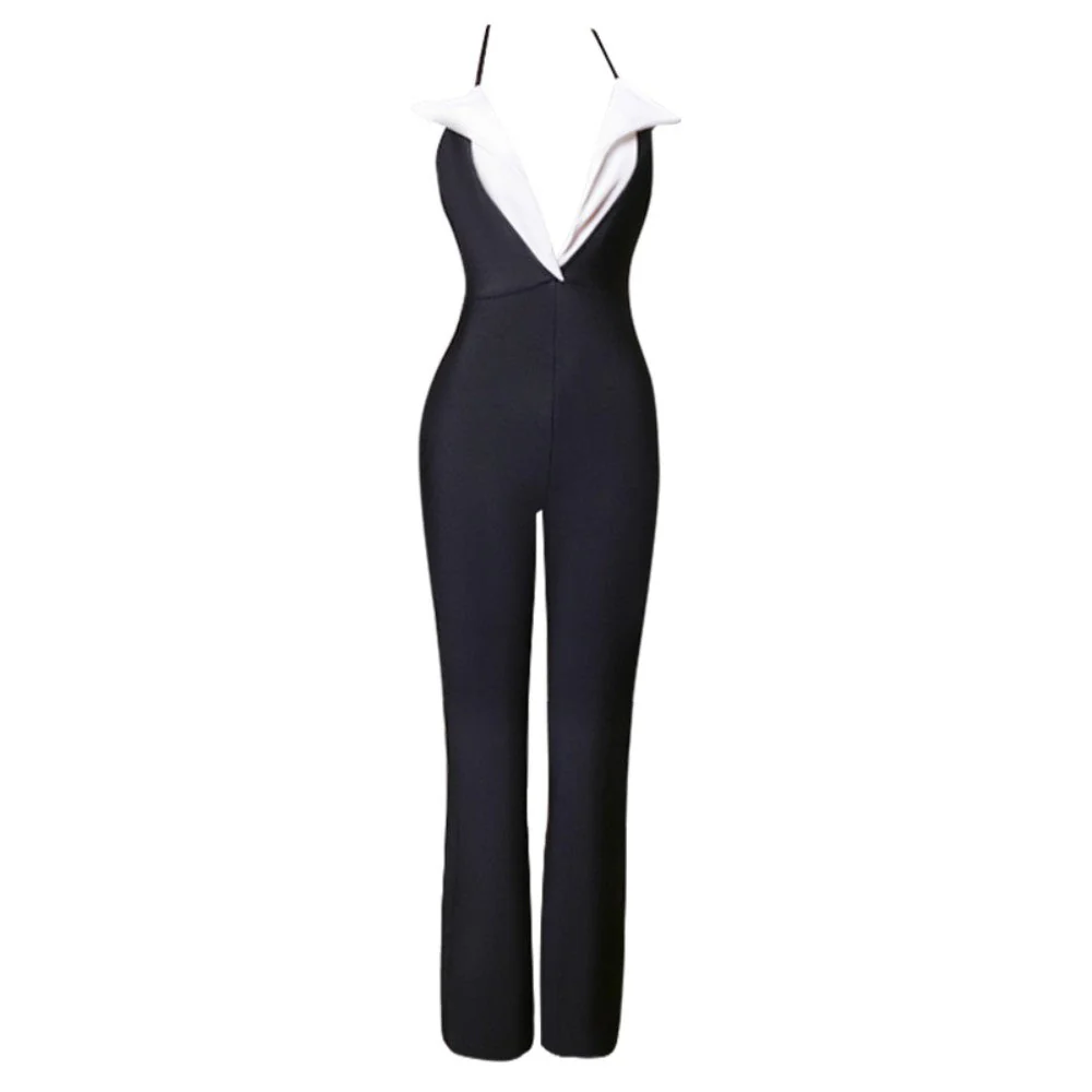 Halter Sleeveless Backless Bandage Jumpsuit - Image 4