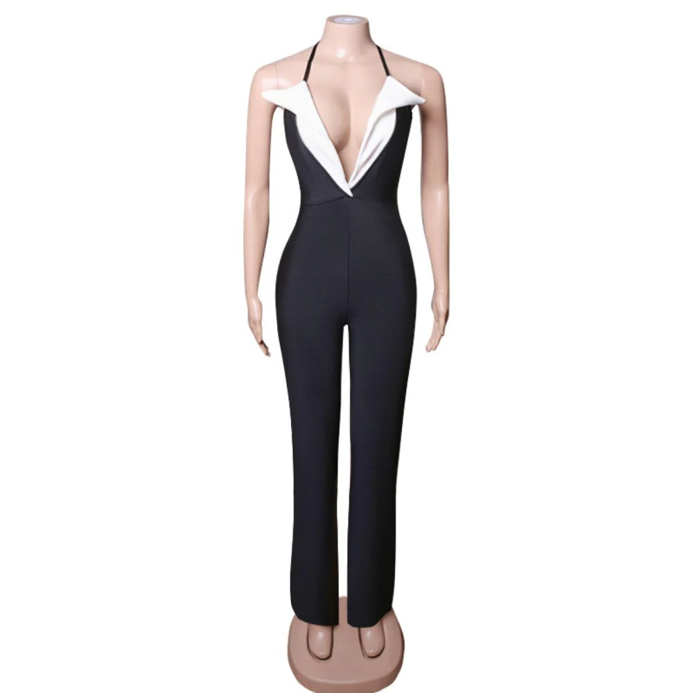 Halter Sleeveless Backless Bandage Jumpsuit - Image 5