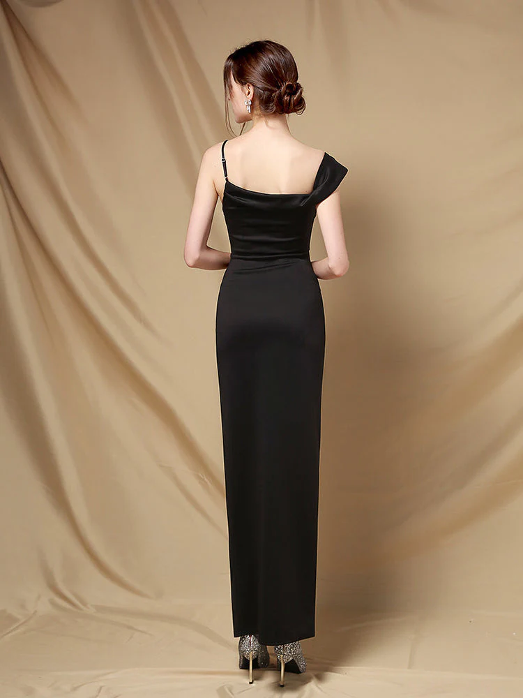 Line shoulder slim banquet evening dress - Image 2