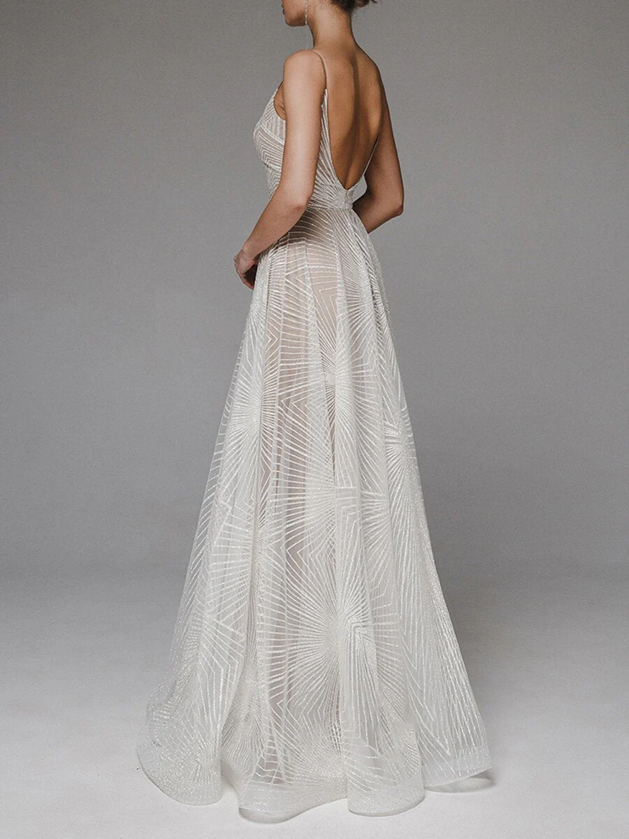 Elegant Sexy Sling Embroidered Evening Dress - Image 3