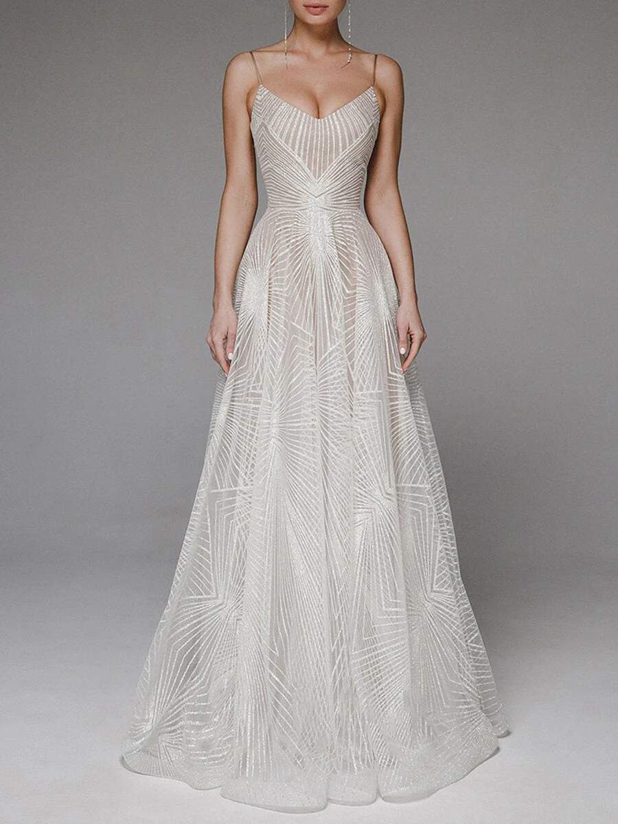 Elegant Sexy Sling Embroidered Evening Dress - Image 5