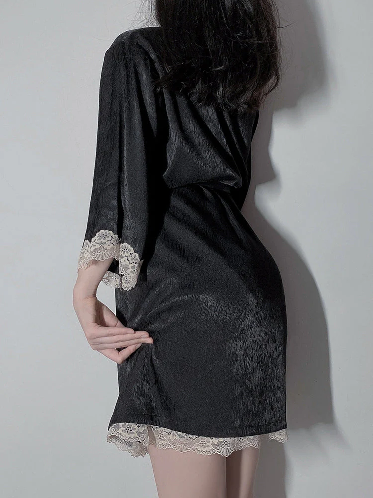 Lace Low Cut Sling Pajama Set - Image 2