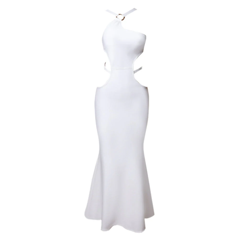 One Shoulder Sleeveless Cut Out Maxi Bandage Dress PZC1571 - Image 4