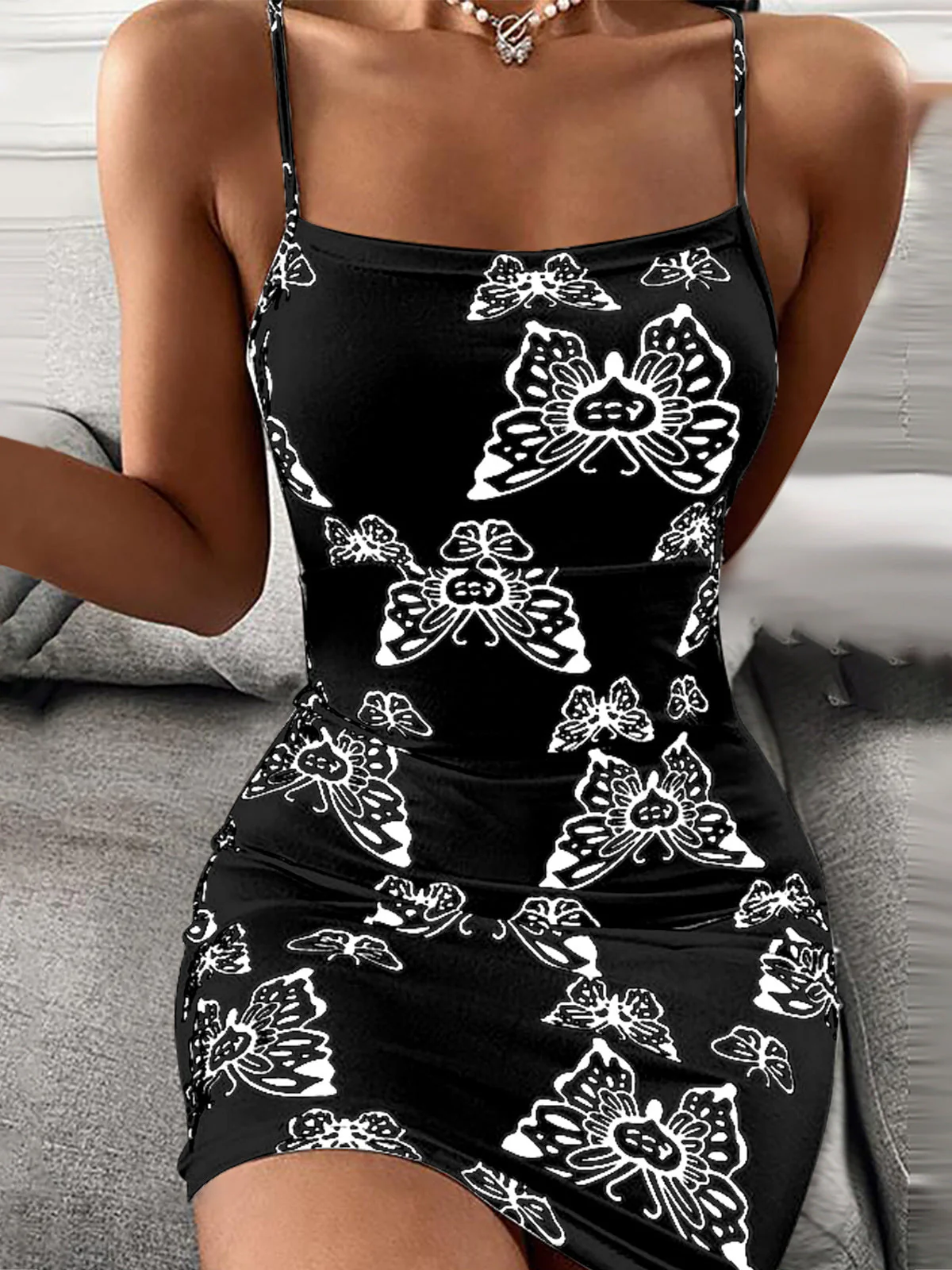 Sexy Slim Print Slip Dress - Image 2