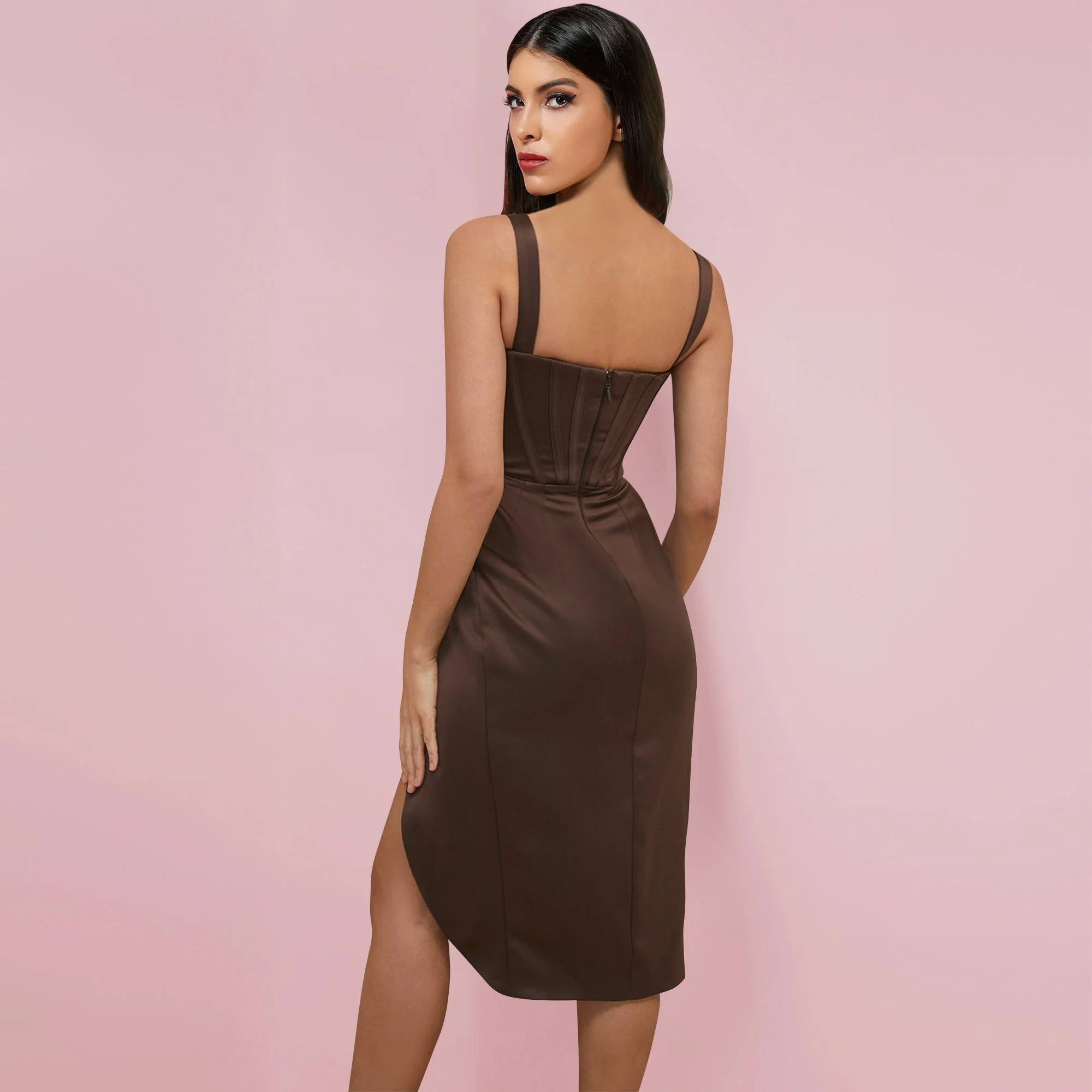 Strappy Sleeveless Striped Midi Bodycon Dress HI1217 - Image 6