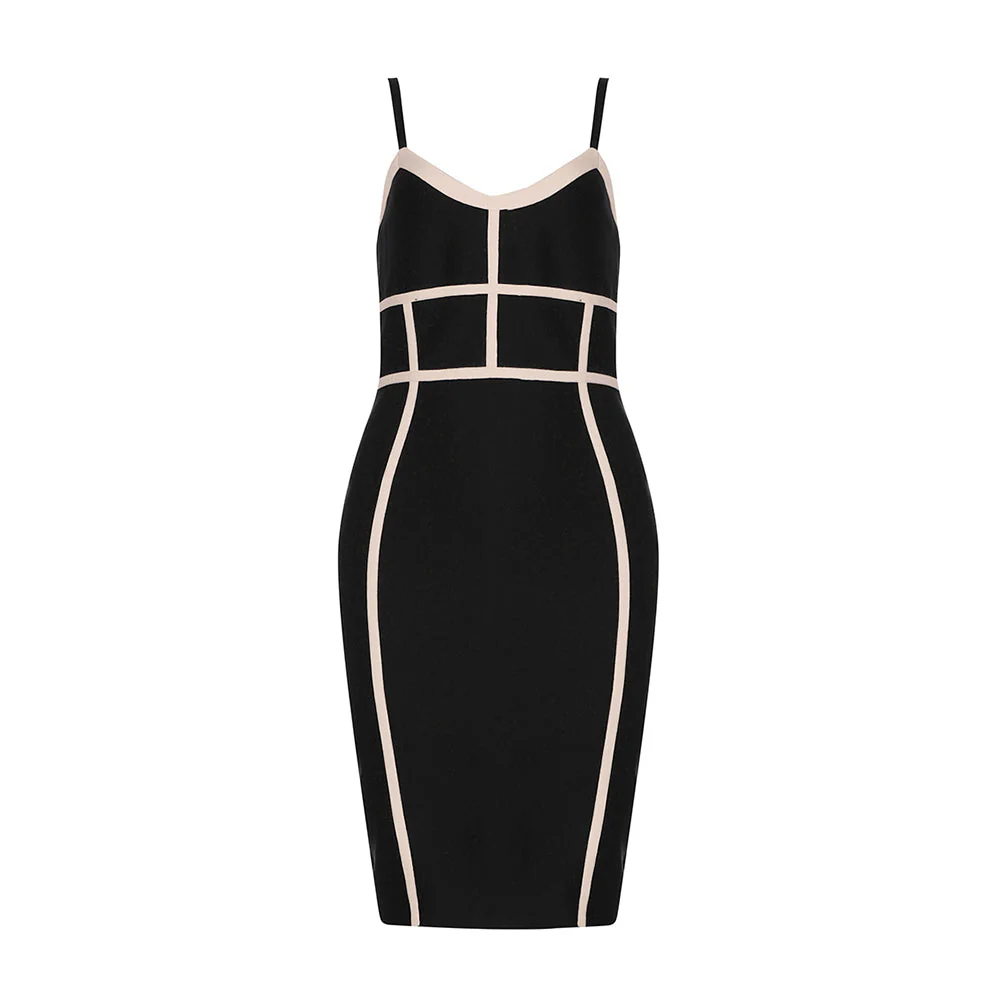Strappy Sleeveless Striped Midi Bandage Dress HB7789 - Image 4