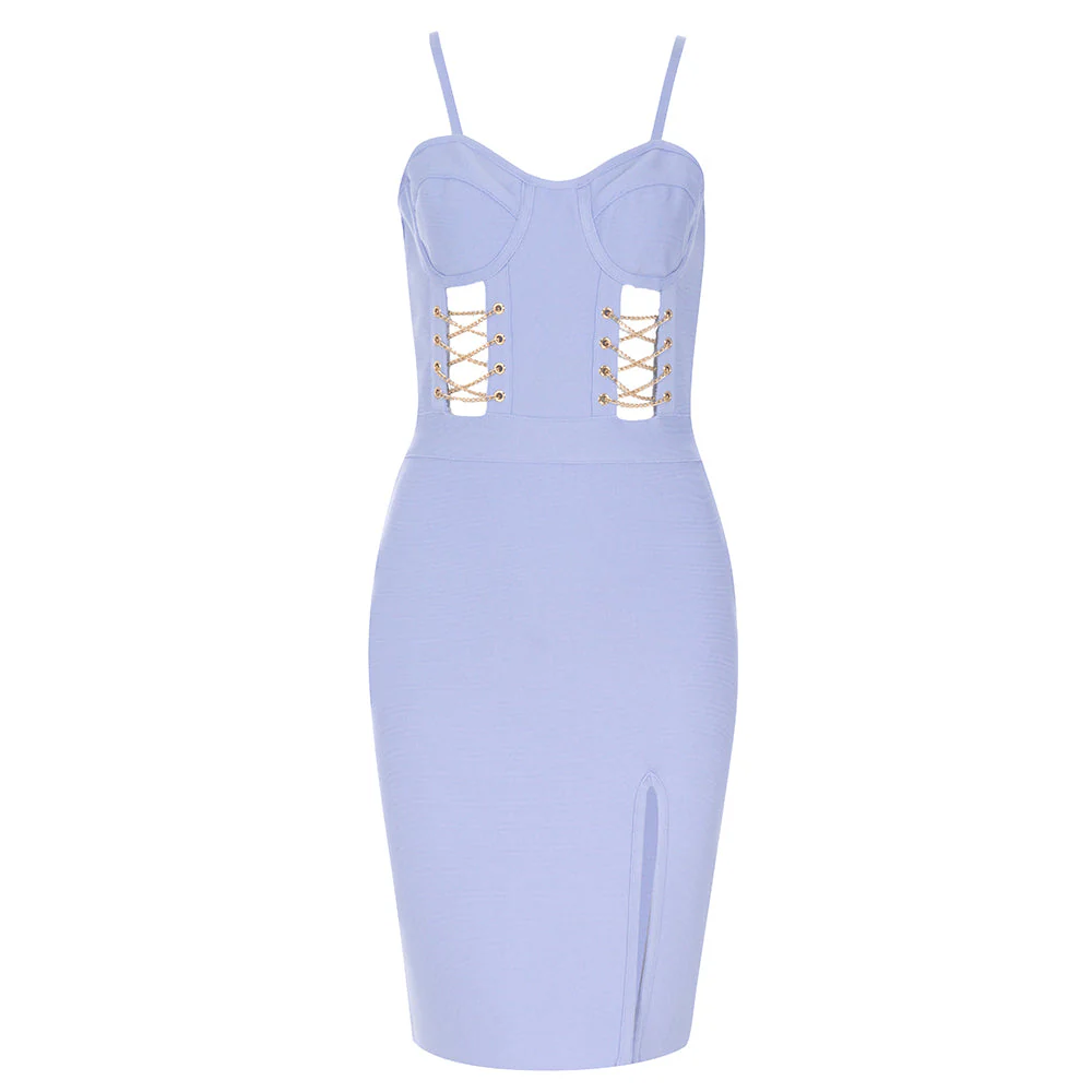 Strappy Sleeveless Midi Cut Out Bandage Dress HB8008 - Image 4