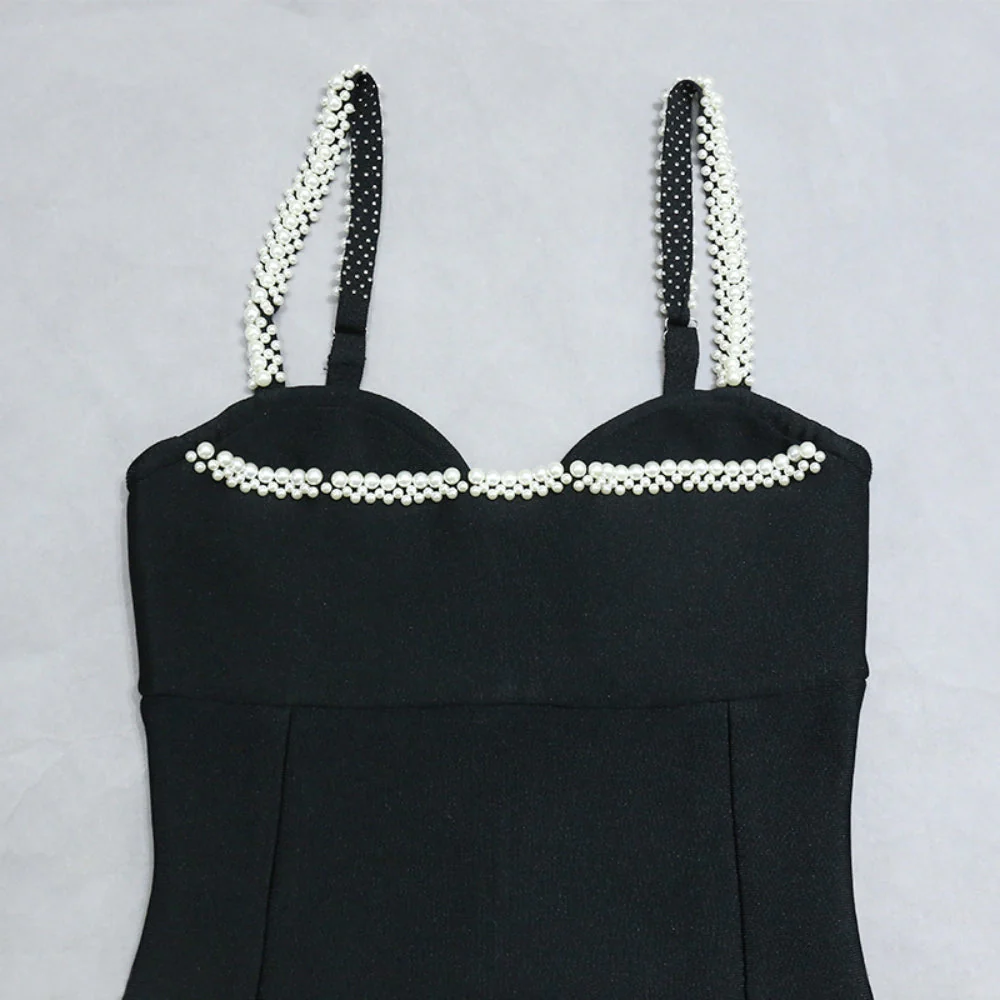 Strappy Sleeveless Midi Bubble Beads Bandage Dress PZC1936 - Image 7