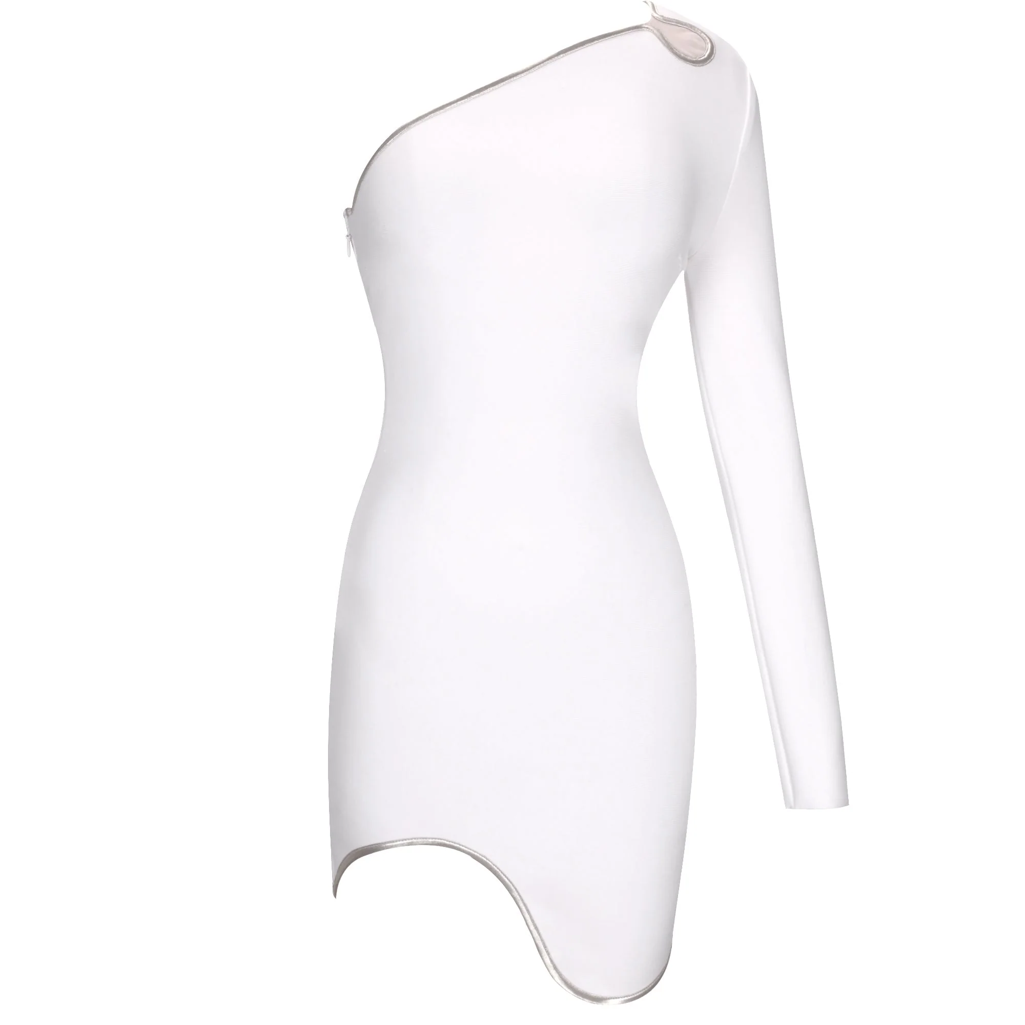 One Sleeve Asymmetrical Mini Bandage Dress PF091907 - Image 6