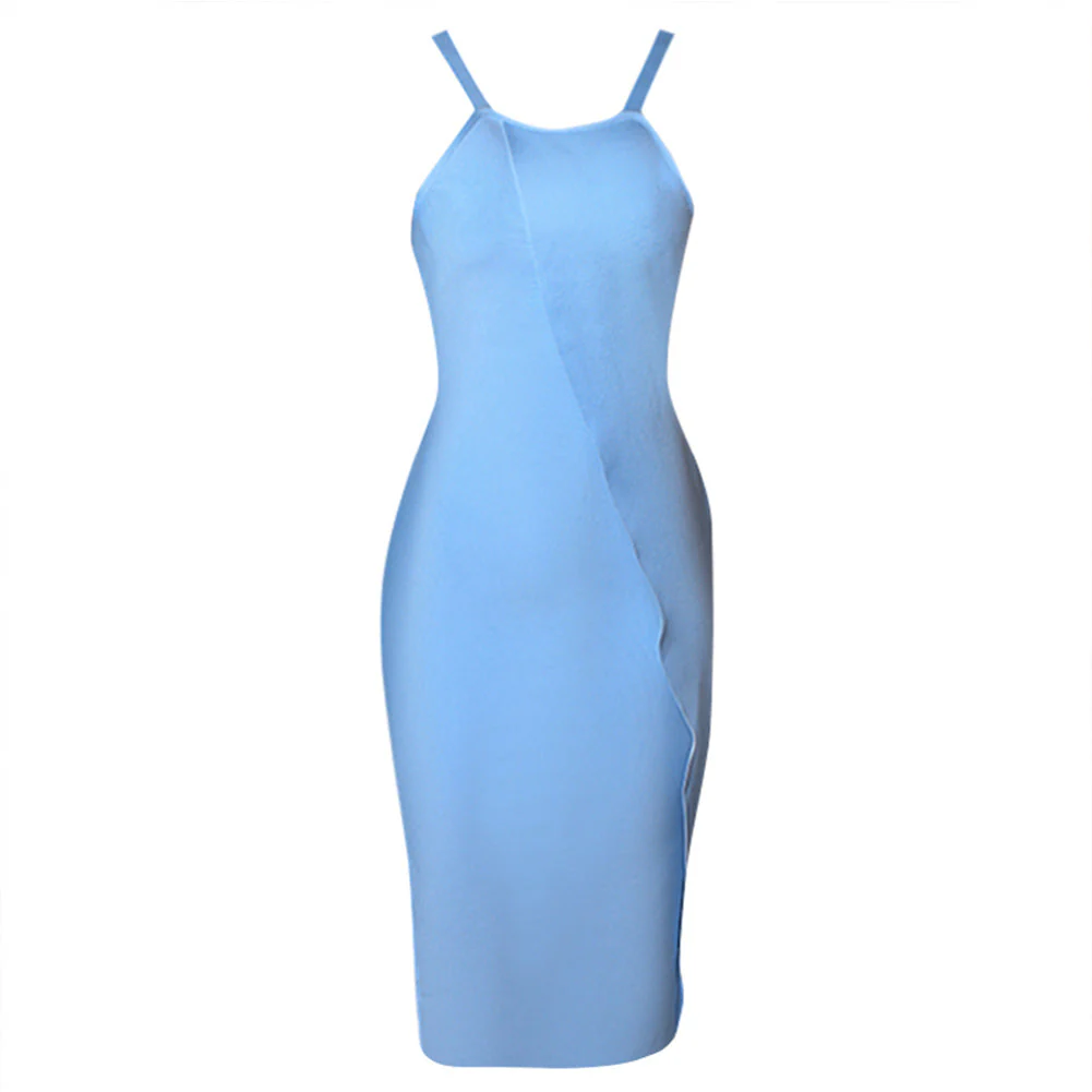 Strappy Sleeveless Frill Midi Bandage Dress PZL2766 - Image 4