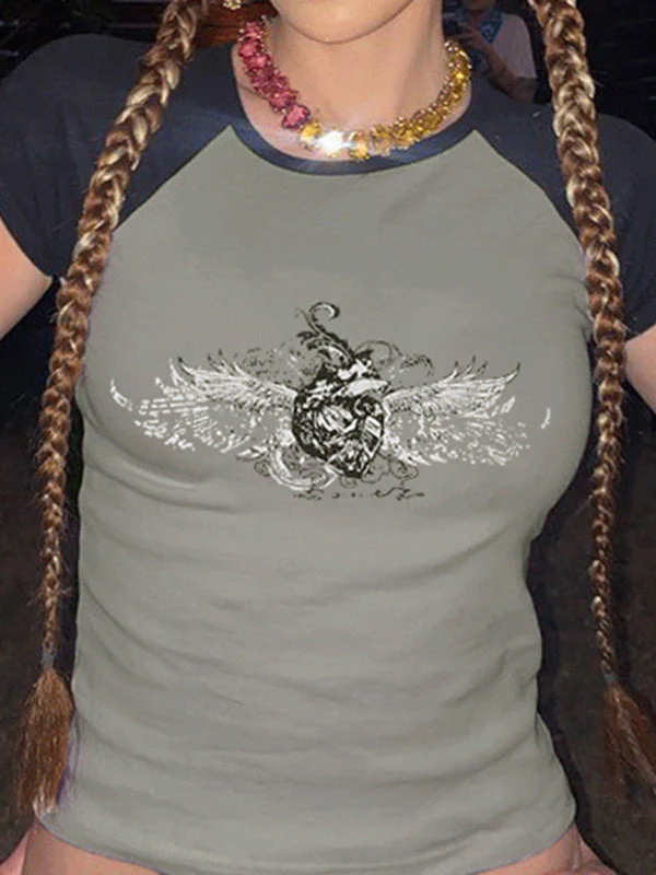 Retro Abstract Print T-shirt - Image 2
