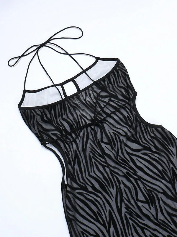 Hollow-out Zebra Halter Dress - Image 4