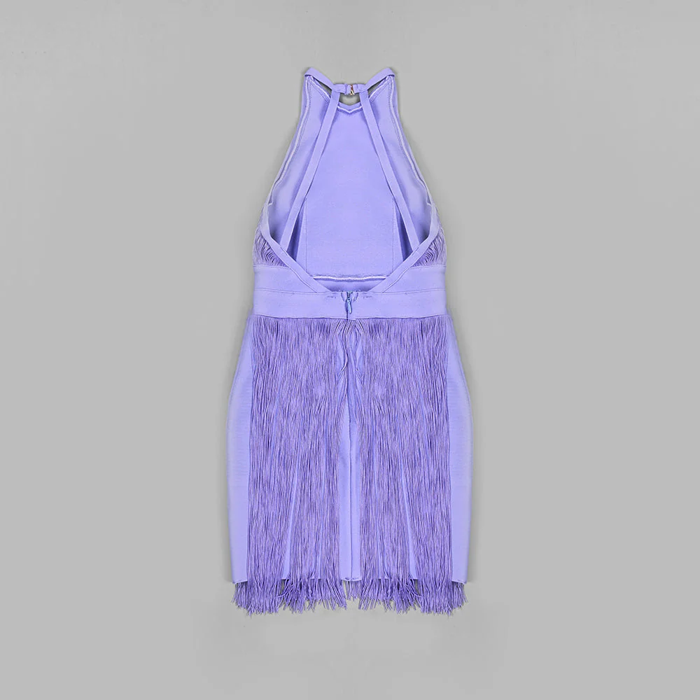 Round Neck Sleeveless Mini Tassels Bandage Dress HL6259 - Image 7