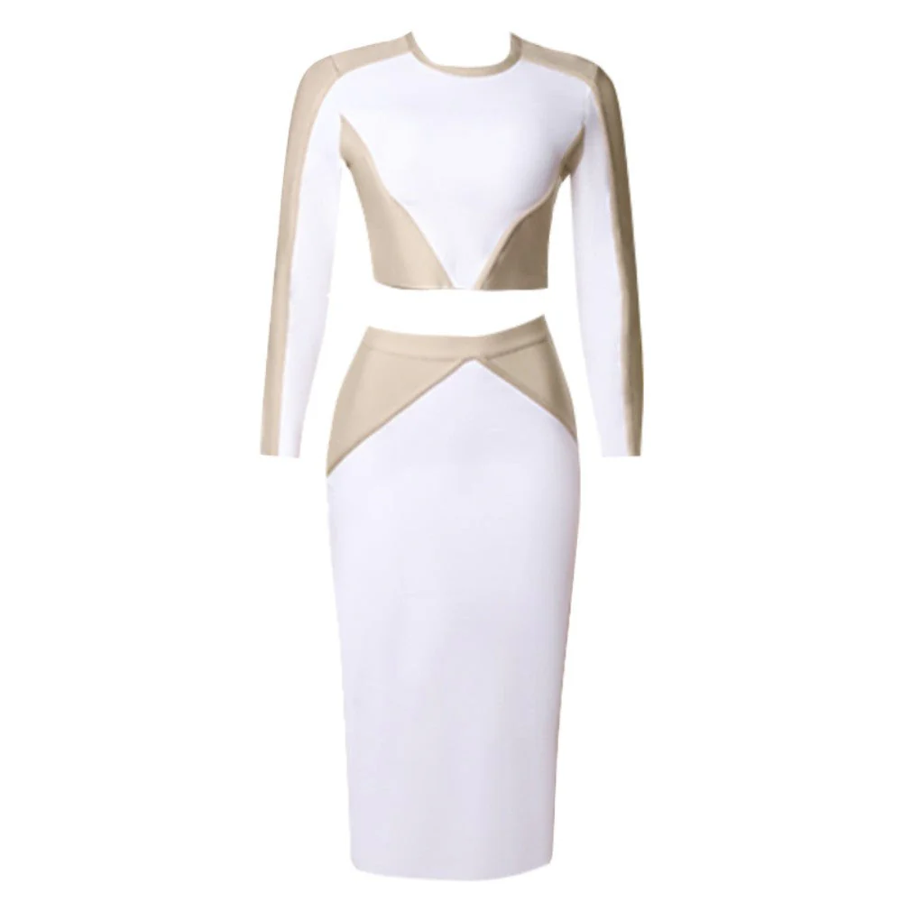 Round Neck Long Sleeve Splicing Bandage Set PZL3012 - Image 3