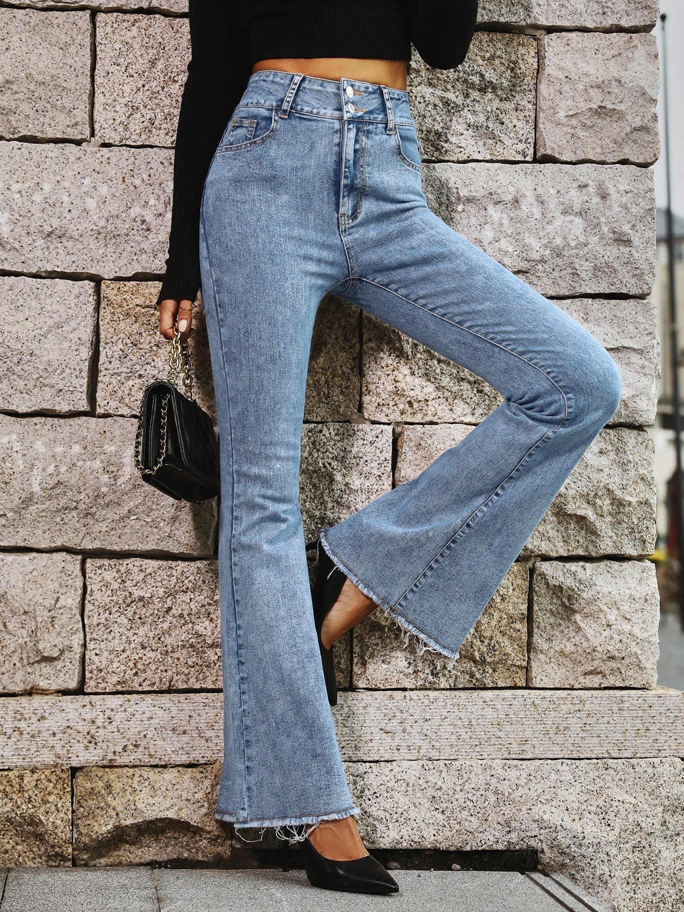 Casual Frayed Denim Trousers - Image 2