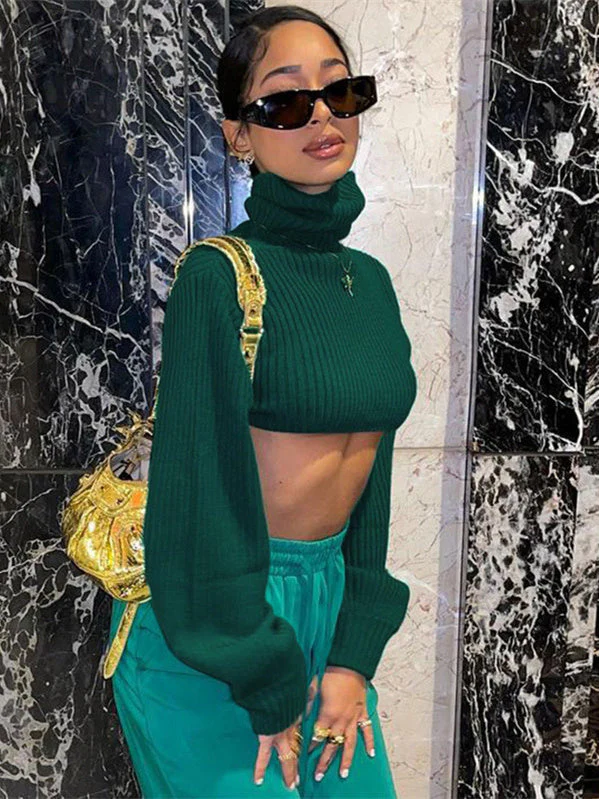 Casual Cropped Long-sleeve Sweater - Image 3