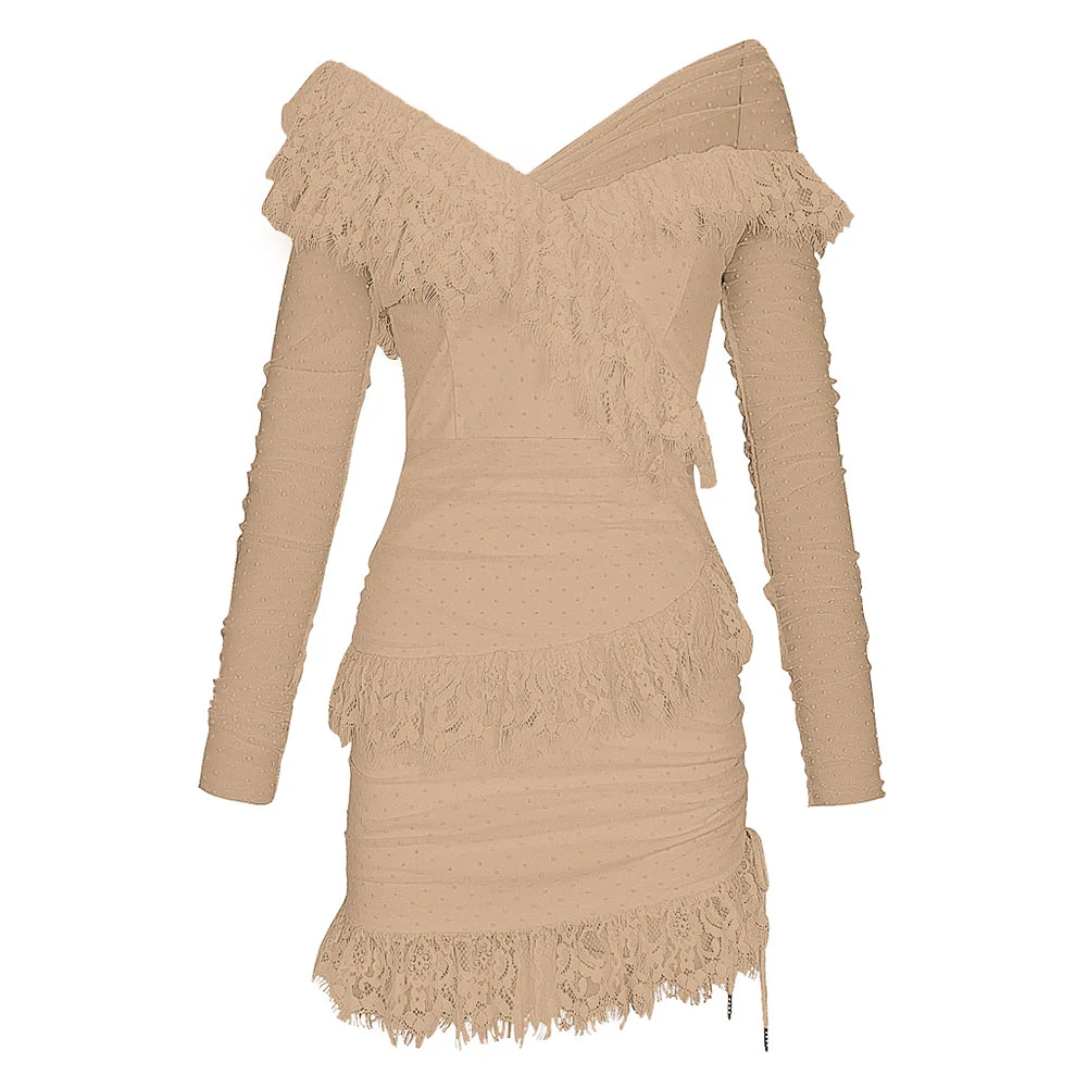 Off Shoulder Asymmetrical Frill Mini Dress PP19409 - Image 15
