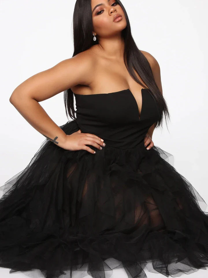 Temperament Mesh Tube Top Swing Evening Dress - Image 5