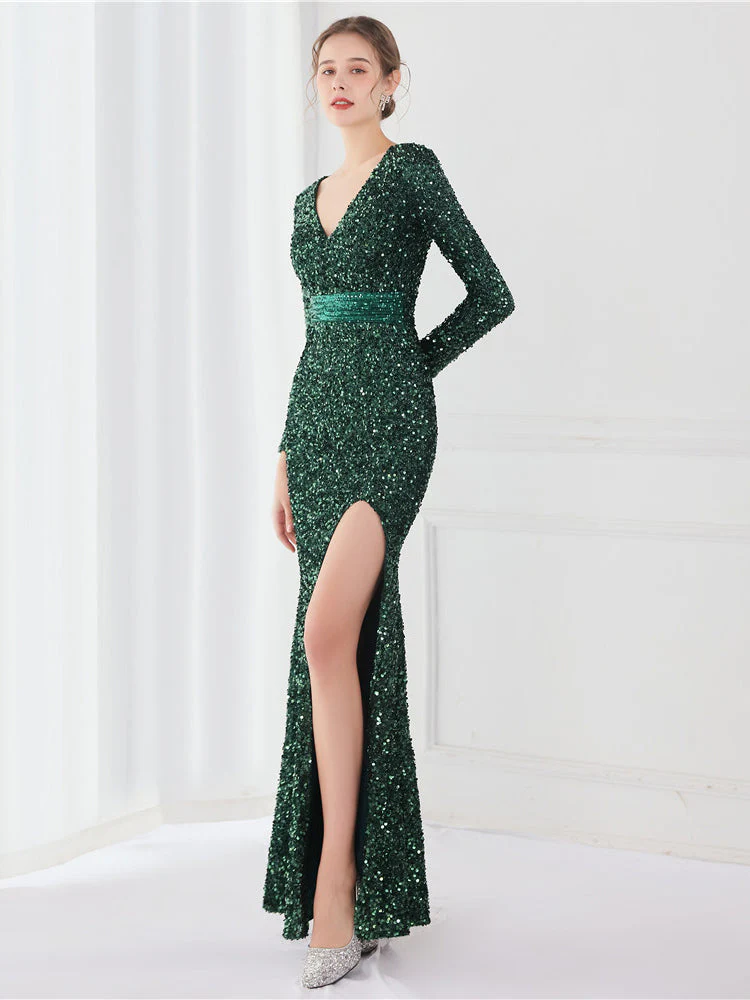 Temperament long sleeved evening dress - Image 3