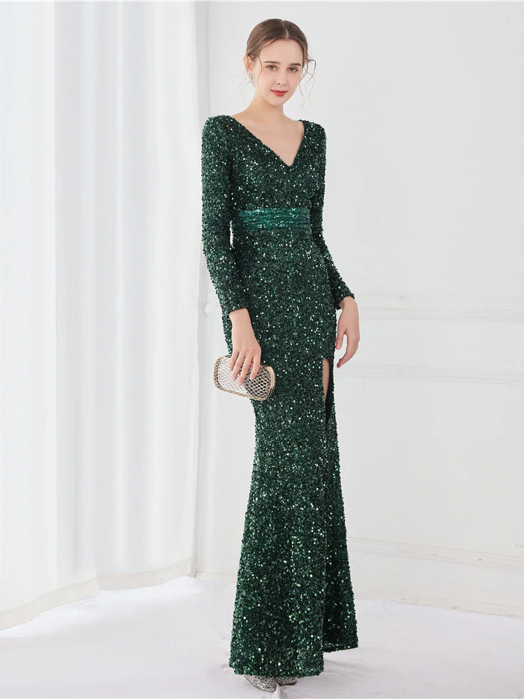 Temperament long sleeved evening dress - Image 4