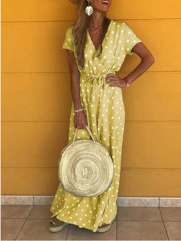 V-neck Polka Dot Dress - Image 2