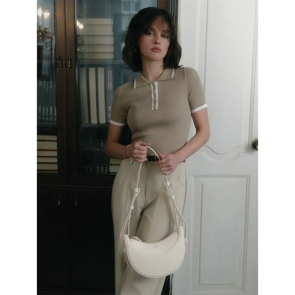 Slim Short-sleeved Lapel Top - Image 5