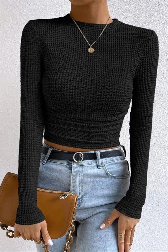 Versatile Long-sleeved Pleated Top - Image 2