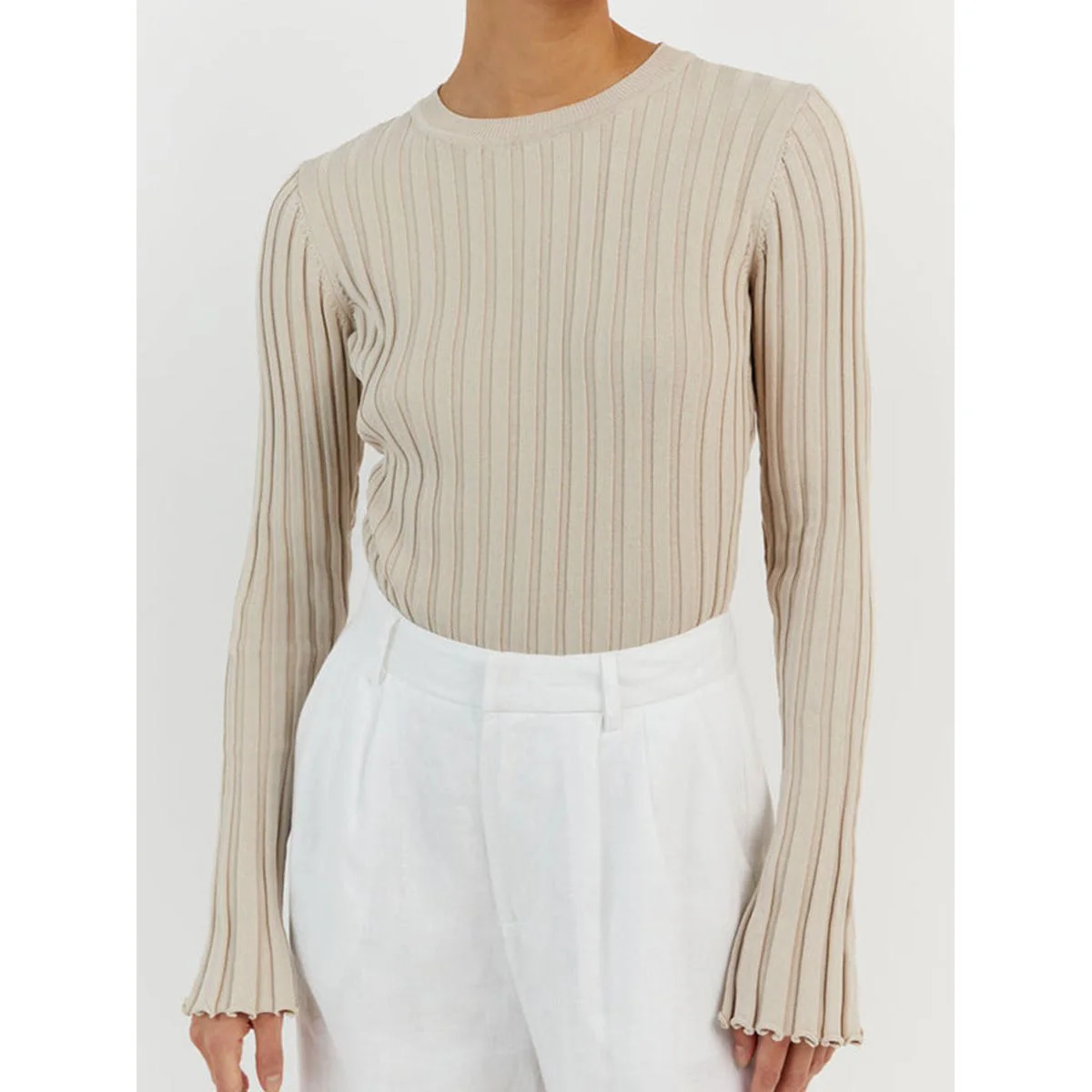 Long Sleeve Round Neck Knitted Sweater - Image 3