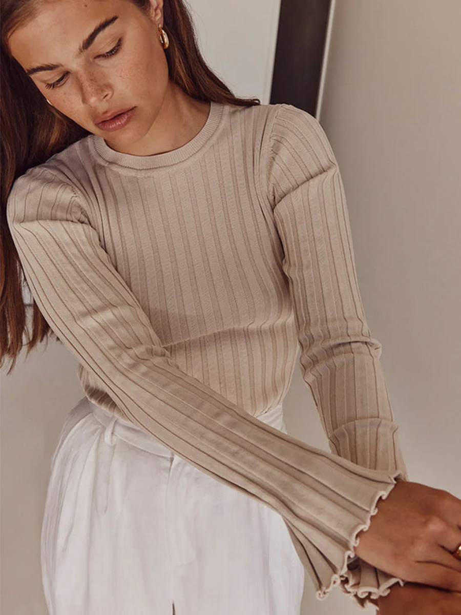 Long Sleeve Round Neck Knitted Sweater - Image 5