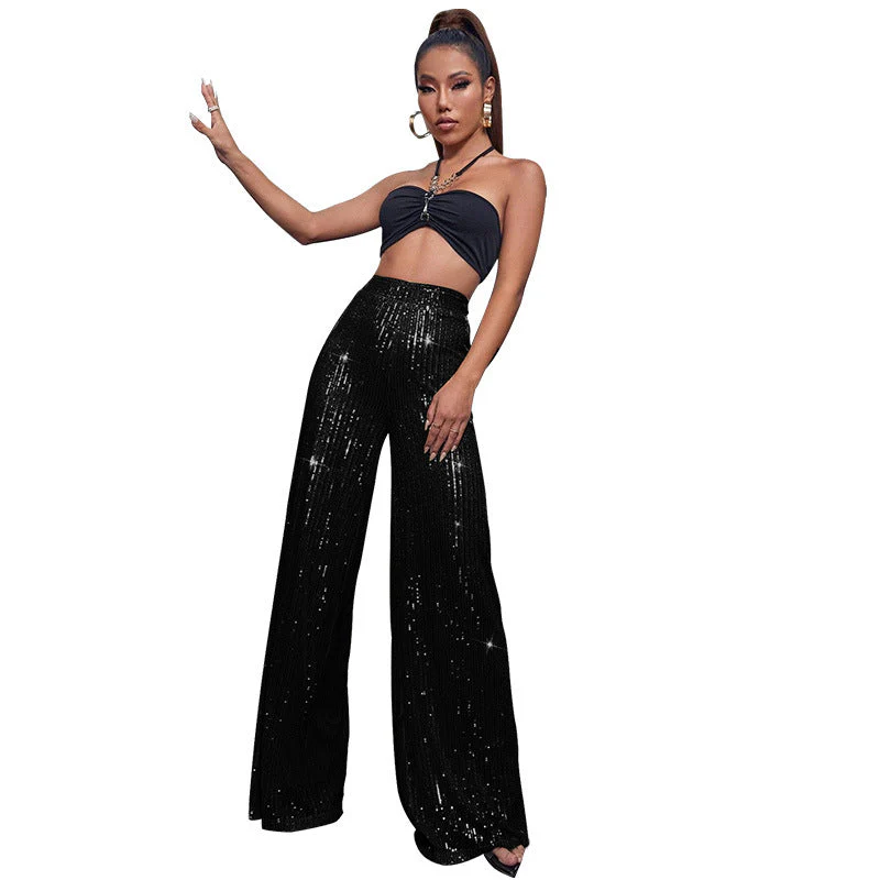 Casual sequined loose drape pants - Image 15