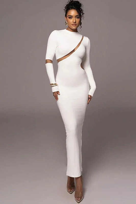 Hollow Back Slit Long Sleeve Dress - Image 2