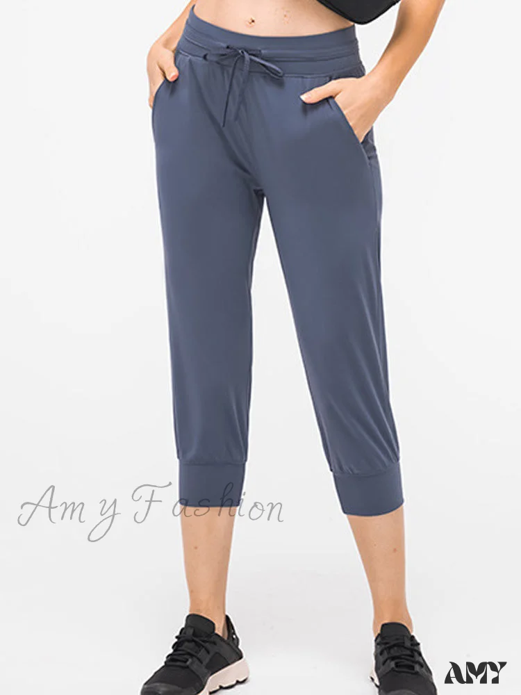 Amy Fashion - Crop Running Active Lounge Jogger Capris Pants - Image 2