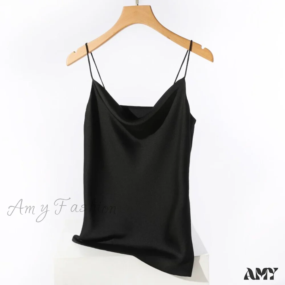 Amy Fashion - Satin Thin Wild Solid Camis - Image 5