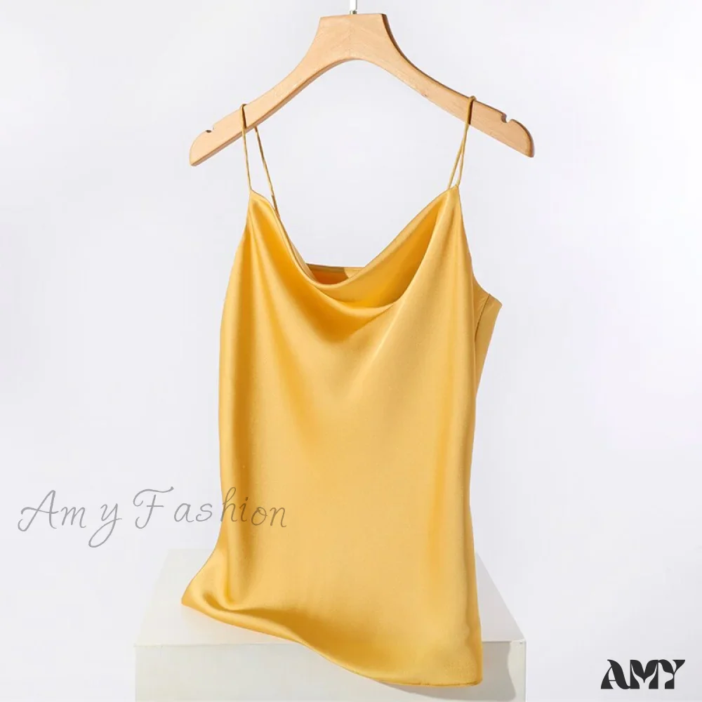 Amy Fashion - Satin Thin Wild Solid Camis - Image 7