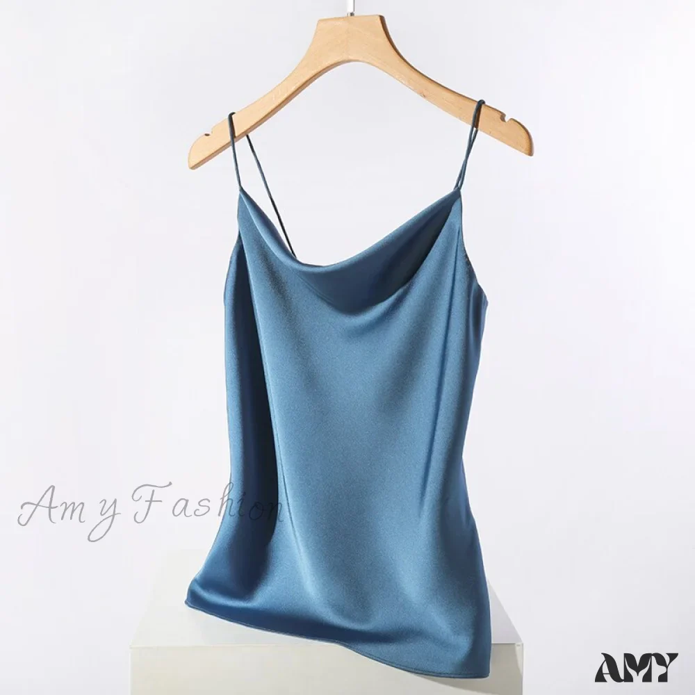 Amy Fashion - Satin Thin Wild Solid Camis - Image 8