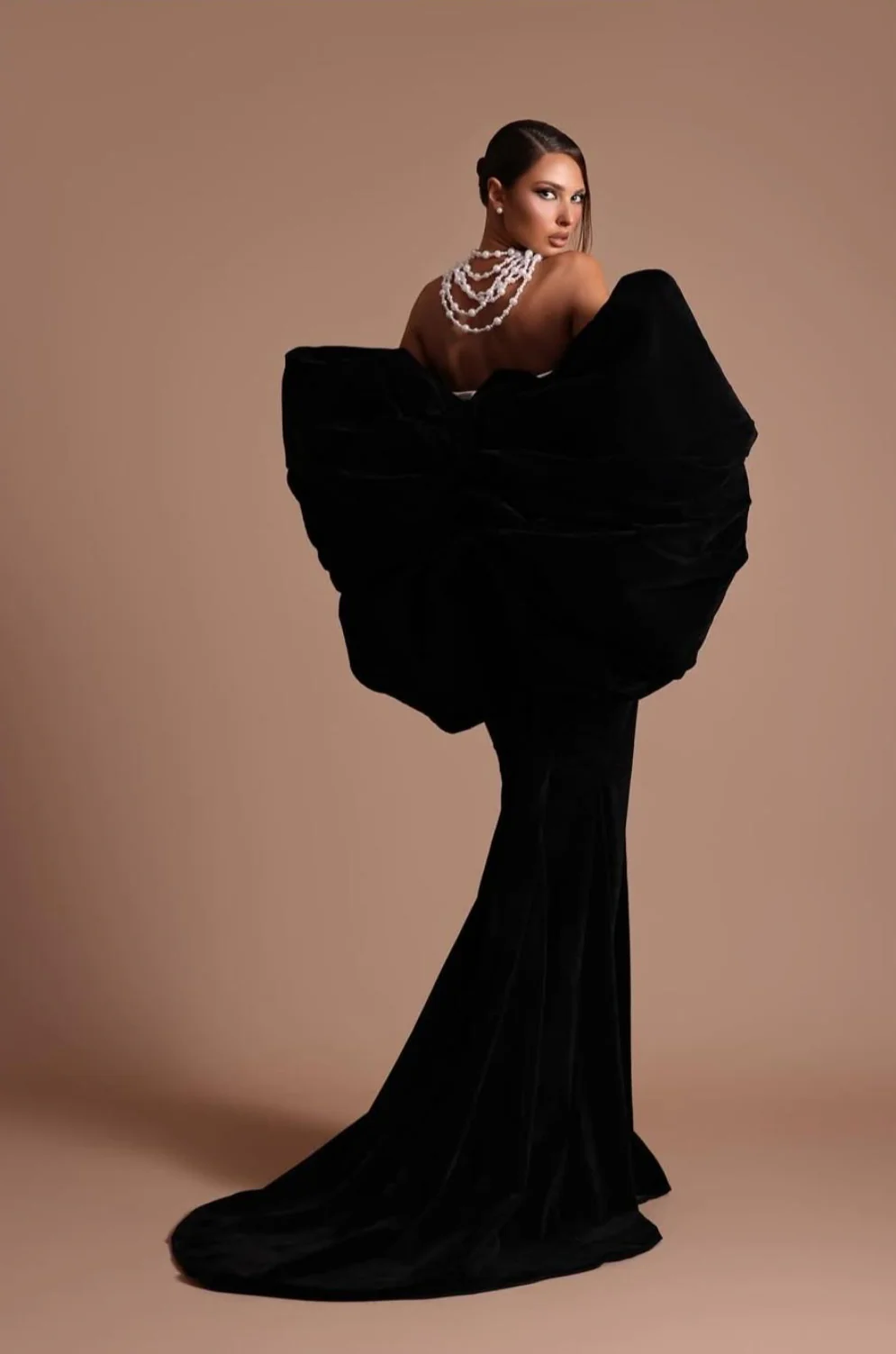 Crystal-Floral Luxury Black-White Bodycon Strapless Party Dress - Image 3