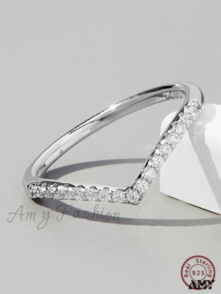 Amy Fashion - Cubic Zirconia Decor Silver Ring - Image 2