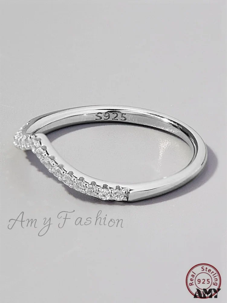 Amy Fashion - Cubic Zirconia Decor Silver Ring - Image 3