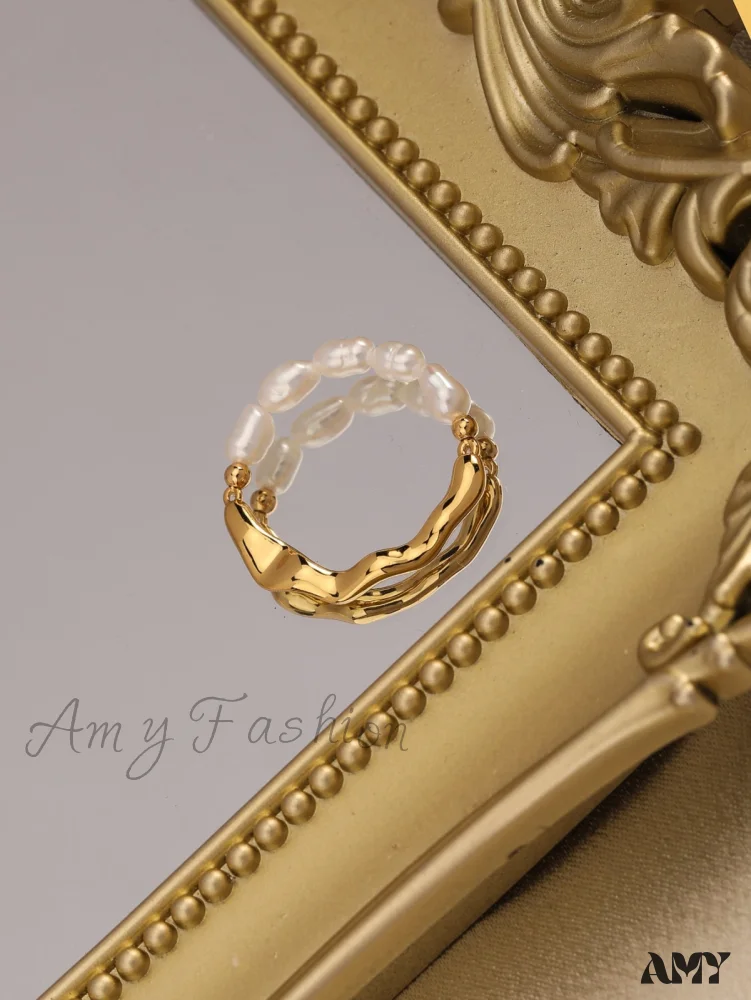 Amy Fashion - Cultured Pearl Decor Ring - Image 3