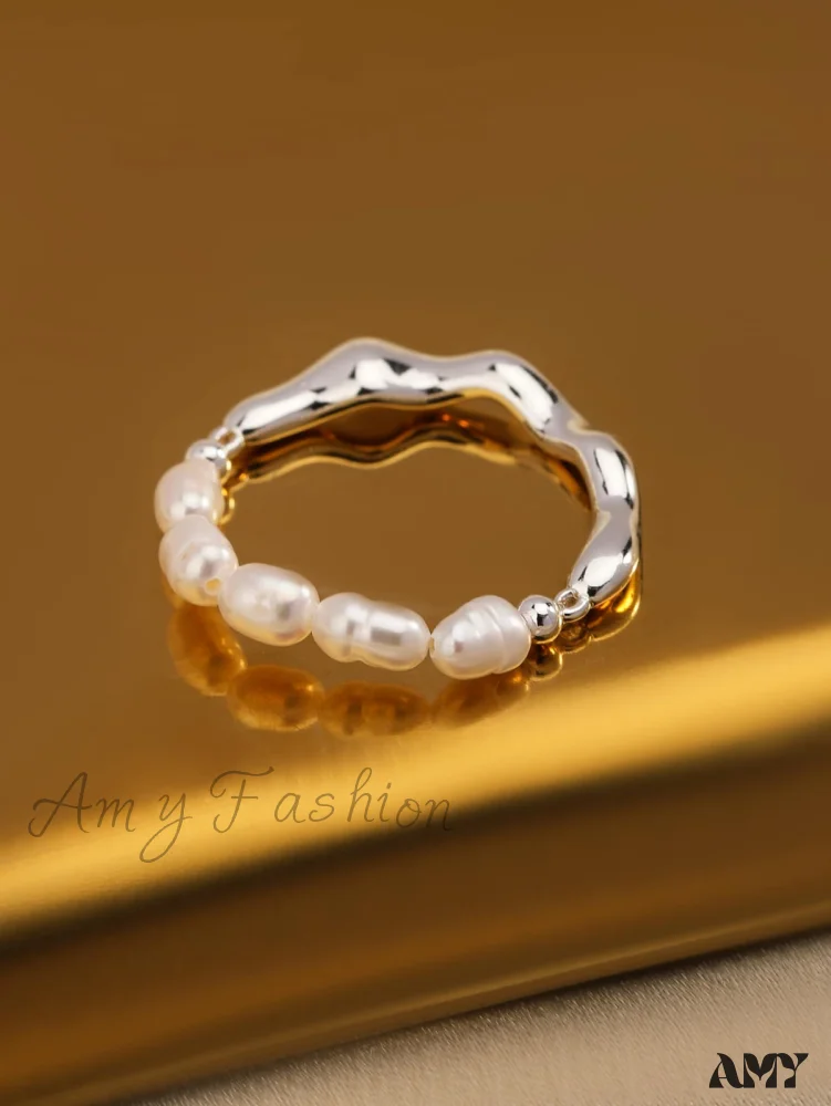 Amy Fashion - Cultured Pearl Decor Ring - Image 5